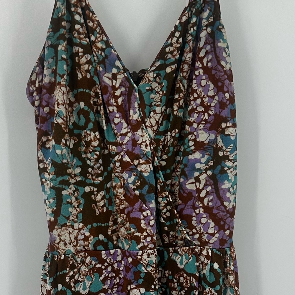 Nieves Lavi 100% Silk Multicolor Floral Midi Dress Sleeveless Womens 4 | A437 - Picture 5 of 12